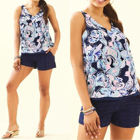 NEW LILLY PULITZER Makenna EYELET navy 4 - Picture 2 of 8